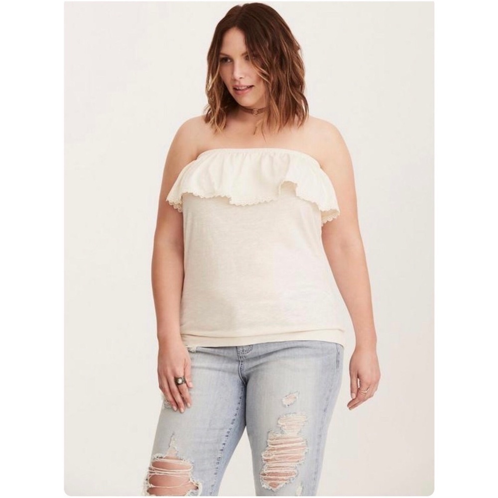TORRID Crochet Trim Ruffle Tube Top 3 / 3x